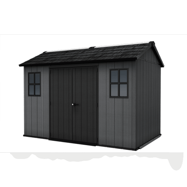 Keter 11’x7.5′ Newton Plus Side Entry Plastic Shed – Dark Grey