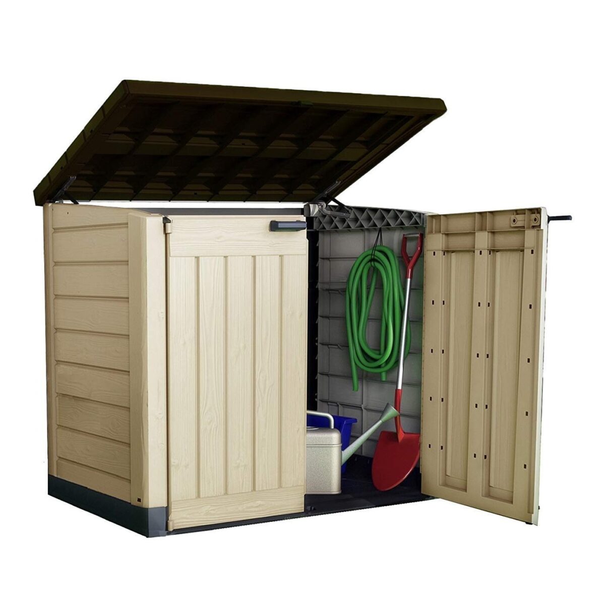 Keter Store It Out Max 1200L Outdoor Garden & Wheelie Bin Storage Shed – Beige & Brown - Image 2