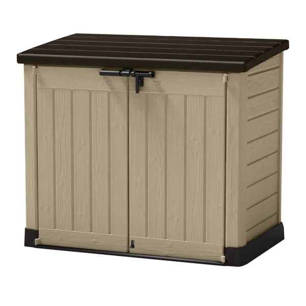 Keter Store It Out Max 1200L Outdoor Garden & Wheelie Bin Storage Shed – Beige & Brown
