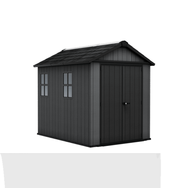 Keter 7.5’x9′ Newton Plus Front Entry Plastic Shed – Dark Grey