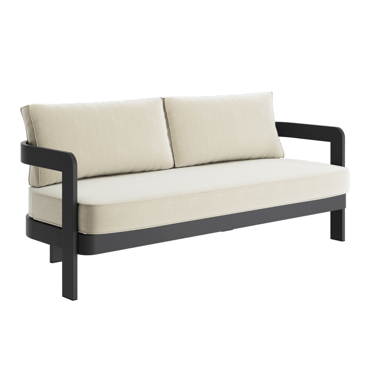 N3 Kohl Three Seater Sofa Pearl Herringbone - Image 1
