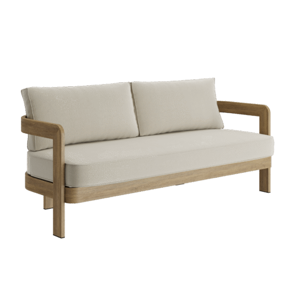 N3 Oak Three Seater Sofa Sand Canvas